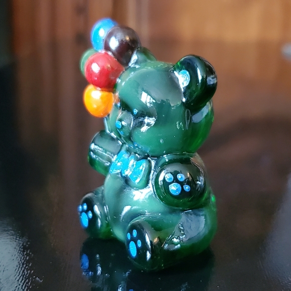 Vntg Boyd "Patrick the Bear" Handpainted Slag Dark Green Glass - Picture 4 of 4